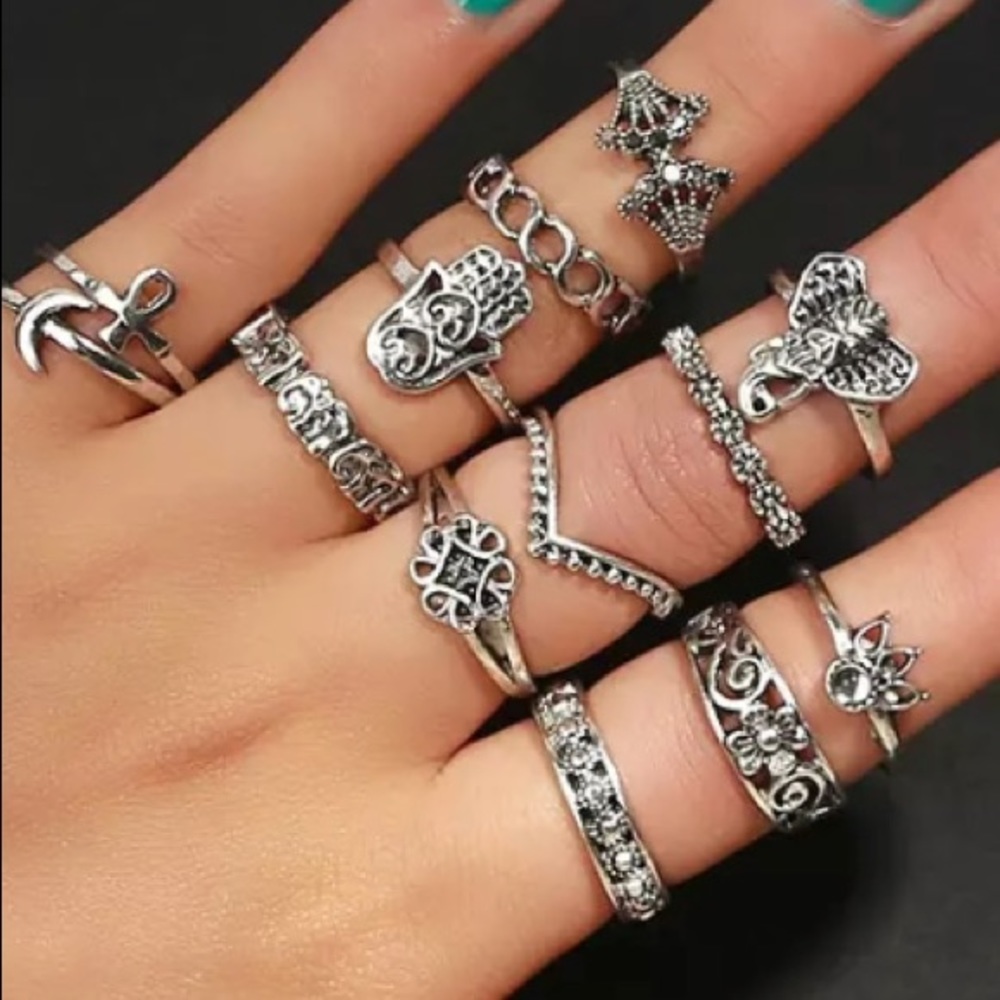 ♛ Deja Bohemian Midi Rings Set - Picture 3 of 8
